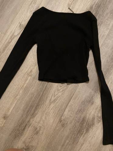 Revolve super down black corset cropped long sleeve