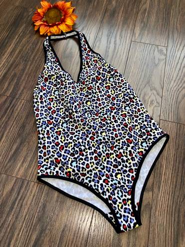 American Apparel Cotton Spandex Collection  Animal Print Bodysuit | MEDIUM