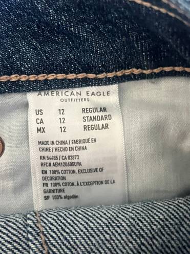 American Eagle High-Rise Patch Jean Mini Skirt