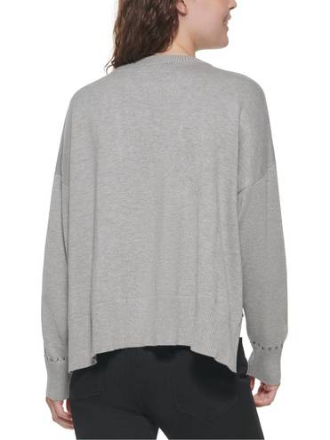 DKNY NWT!  Gray Studded Crew Neck Pullover Sweater XL