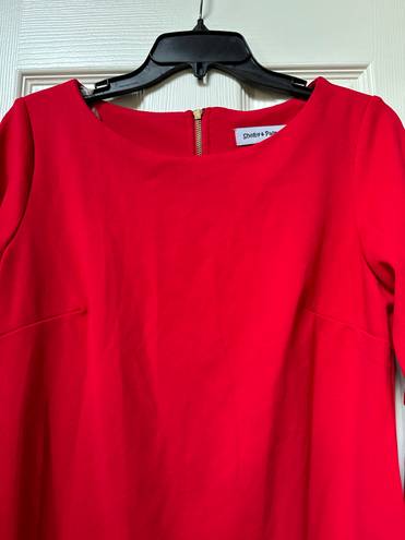 Shelby & Palmer  Red shift Dress 3/4 bell Sleeves business wedding Guest formal   