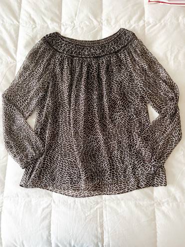 Coldwater Creek Crochet Neck Printed Top Size Medium