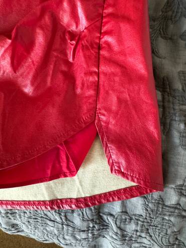 Pitaya Red Leather Mini Skirt