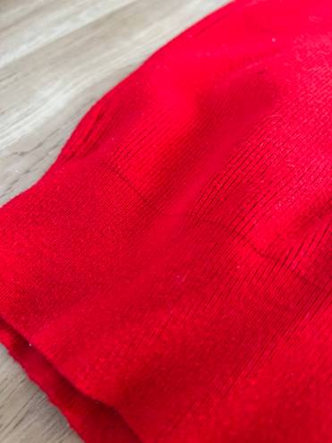 Polo Cherry Red V Neck Red  Rib Knit