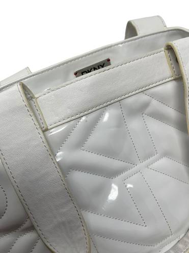 DKNY Y2K White Patent Handbag Logo Silver Hardware
