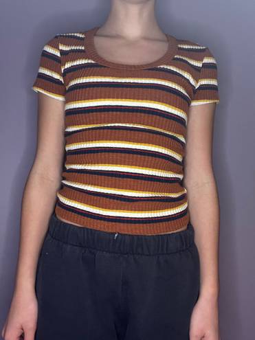 No Bo Stretchy Ribbed Striped Tee