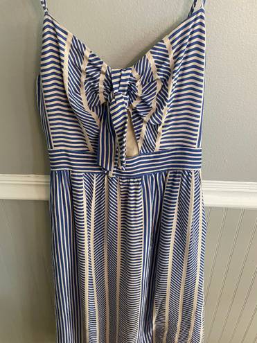 Lush Clothing Lush Women’s Blue White Cut Out Midi Dress Size Small