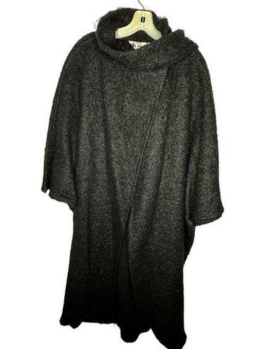 Elle  et Lui Wool Wrap Coat with Black Fox Tails