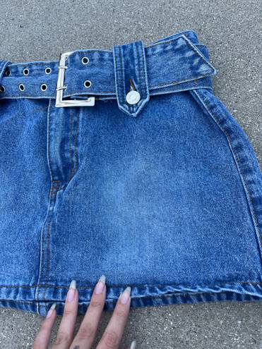 Denim Mini Buckle Skirt