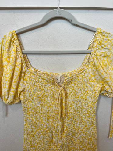 Yellow Mini Dress With Small White Flowers