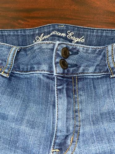 American Eagle Dark Wash Super Stretch Artist Cropped Denim Jeans Size 14 Short