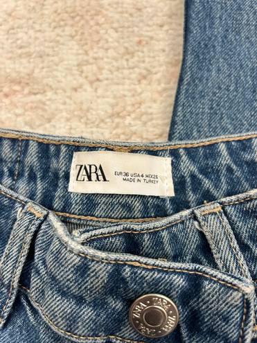 ZARA high rise wide leg medium wash jeans