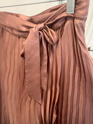 Anthropologie Maeve Paulina Pleated Midi Skirt Metallic Rose Pink, Size 6