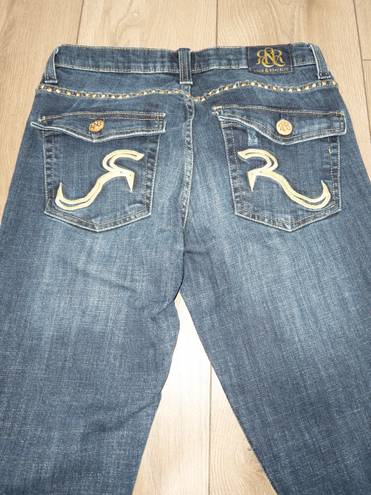 Rock & Republic Kasandra Gold Studded Bootcut Jeans Size 8