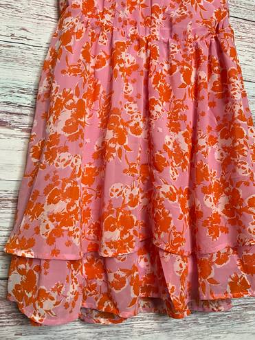 Sienna Sky Dress Orange Pink Floral Print Knee Length