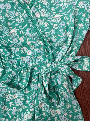 Sienna Sky Green Floral Wrap Dress 