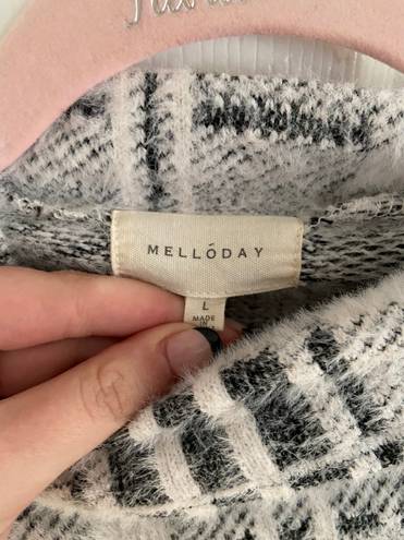 Plaid Mock Neck Sweater Gray Size L