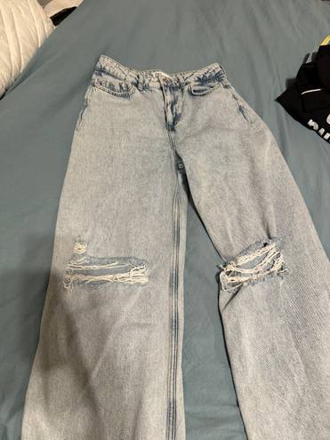 ZARA Wide Leg White Wash Jeans