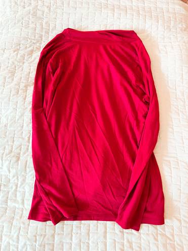 Coldwater Creek Criss Cross V-Neck Red Long Sleeve Tee Size Large