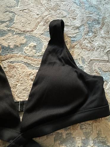 Aerie Ribbed Mix Crossover Cut Out One Piece Swimsuit L Long Black