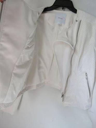 Skinny Girl white faux leather motto jacket Size Large