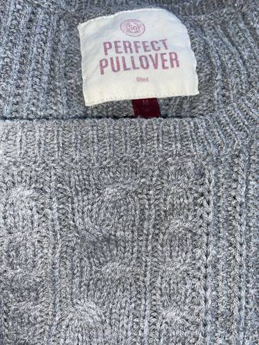 SO Perfect Pullover Sweater Knit Gray Fitted