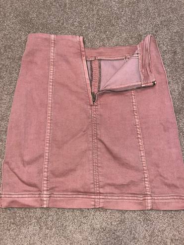 Free People Pink Denim Skirt