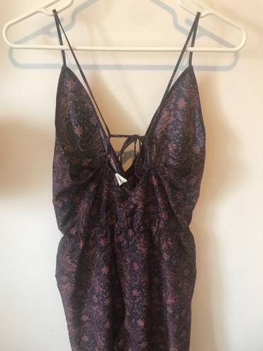 Nordstrom Three E Dark Purple Floral  Vintage Jumpsuit Romper