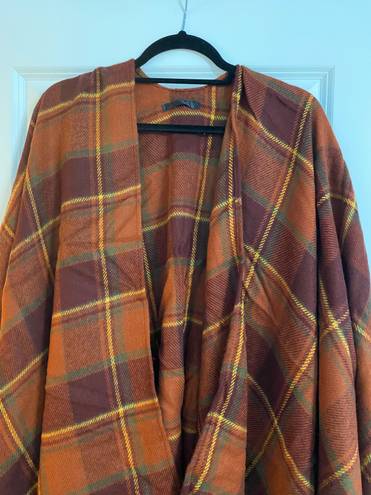 Orange And Red Plaid Shawl