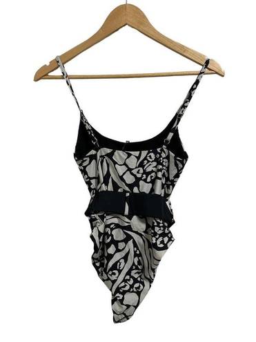 Beach Riot Anthropologie  Julia Belted One-Piece Swimsuit Black White Size XS NWT