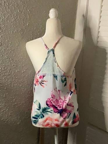 In Bloom  By Jonquil Size Small Pajama Tank Floral Lace Back Adjustable Straps