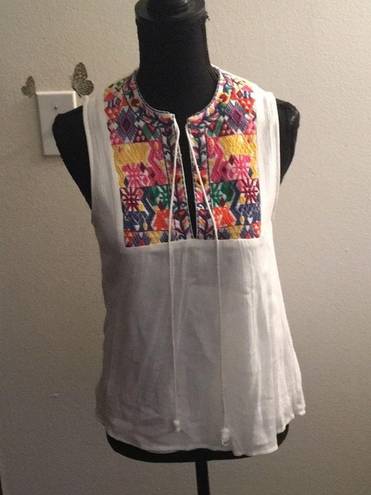 Blue Rain white embroidered women’s tank top/ blouse