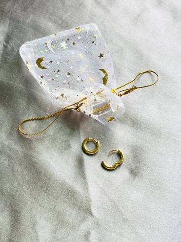 Free People 18K Petite Itty Bitty Huggie Hoop Earrings With Celestial Gift Bag