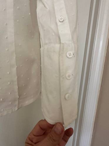 W By Worth Worth Woman’s White Polka Dot Solid Cotton Top, Sz S. 