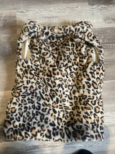 Jolt Leopard Print Fur Vest