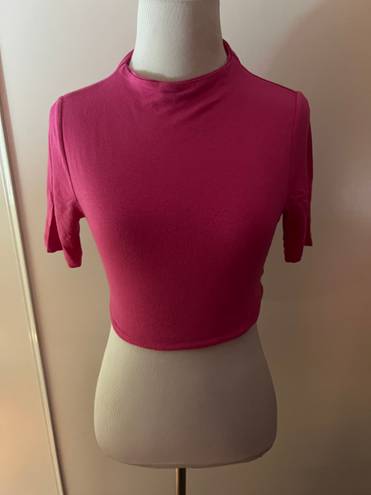 Naked Wardrobe Barbie Pink Bodycon crop Top Sz S