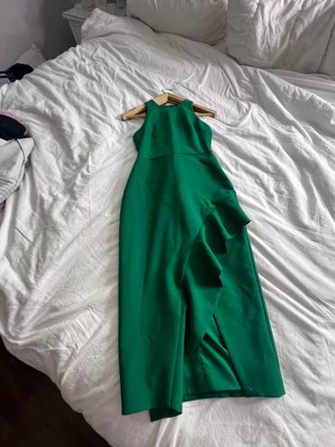 Cinq à Sept Cinq a sept emerald green piper ruffle high neck midi dress 2