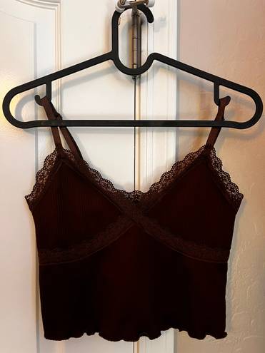 Divided Brown Tanktop with Lace detailing 