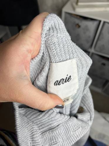 Aerie Oversized Pullover Quarter-button Knit Sweater