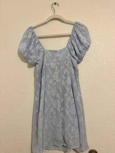 Urban Outfitters Tie-Front Puff Sleeve Midi Dress Light Blue Floral