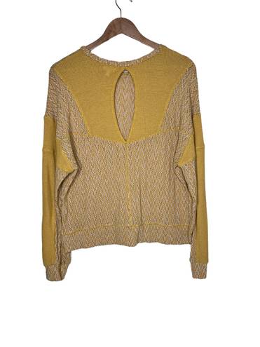 BKE Long sleeve Knit Keyhole Back Sweater Mustard Yellow Size Large