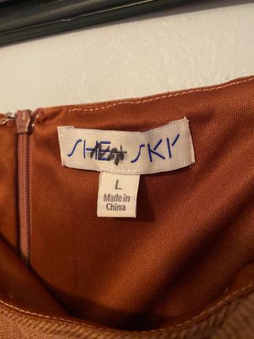 She & Sky Brown Faux Suede Wrap Gored Skort With Side Tie