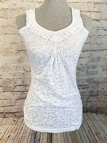 O'Neill O’Neill White Burnout Ruched V-Neck Tank Top Sleeveless Womens Medium