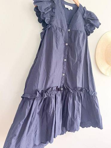 Petal Sea New York | Heidi Heart Quilt  Sleeve Tiered Dress | Navy | Sz XS