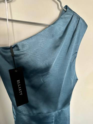 Elliatt Cocktail Dress Blue One Shoulder Ruched NWT