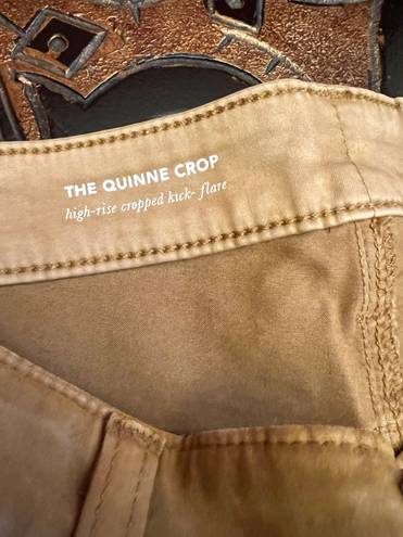 AG Adriano Goldschmied AG The Quinne Coated Hi Waist Cropp Flare Jeans Mustard Gold Size 31