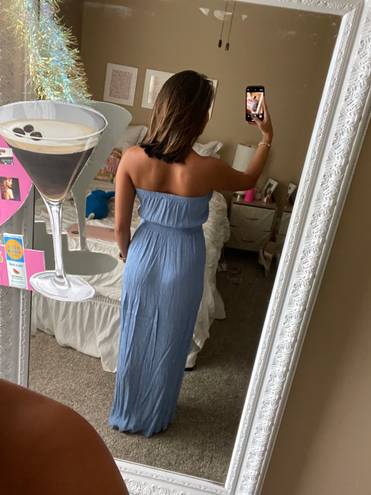 Forever 21 Blue Strapless Maxi Dress