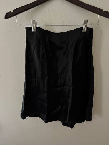 Babaton Black Slip Satin Mini Skirt