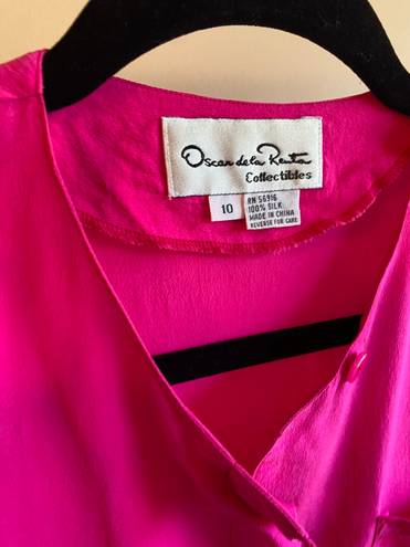 Oscar de la Renta Vintage Oscar de le Renta 100% silk hot pink blouse, size 10