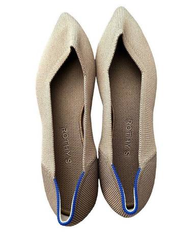 Rothy's Rothy’s The Pointy  Ecru Beige Tan Slip On Flats Tortoise Sole Women’s Size 9